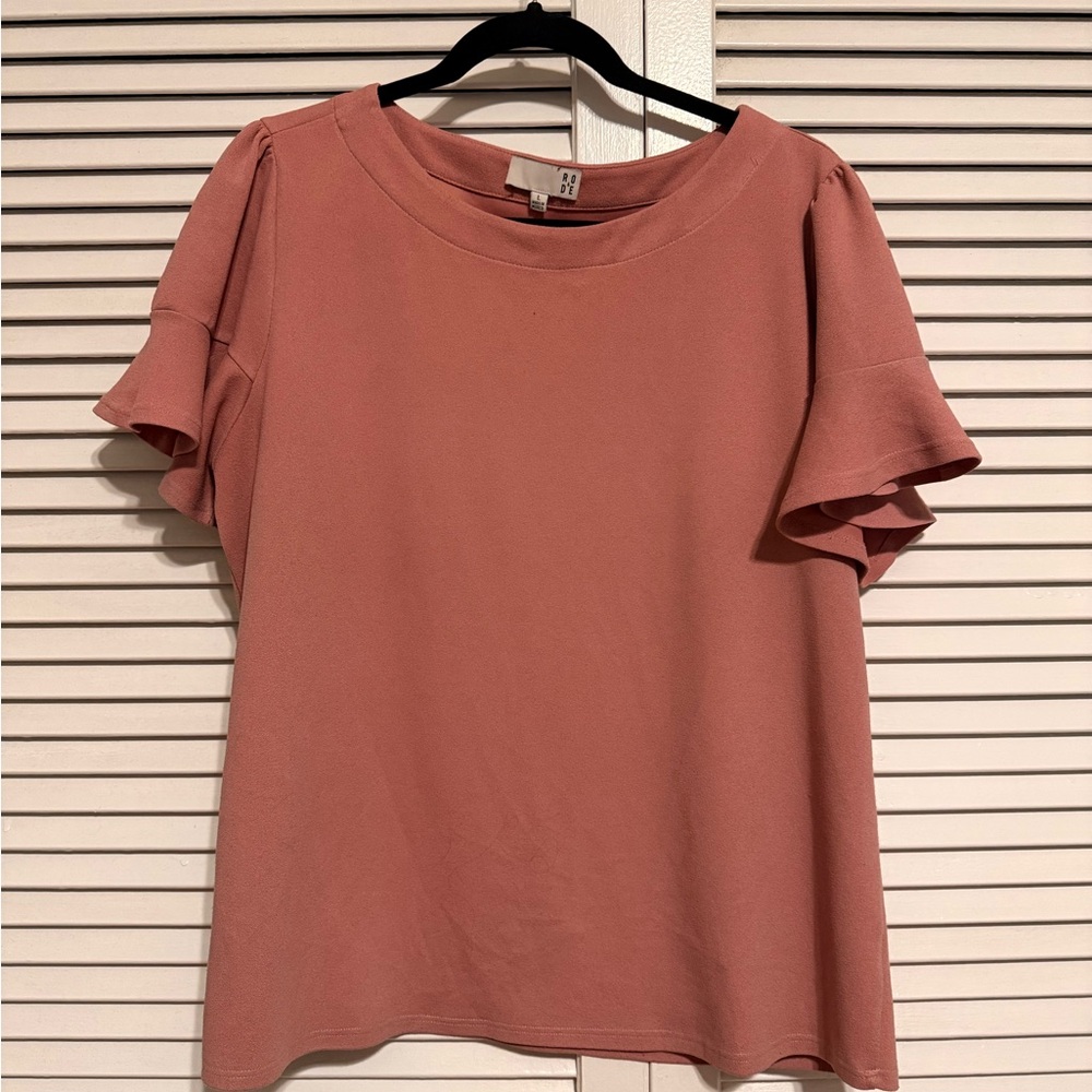 Women's Pink Ruffle Sleeve Top